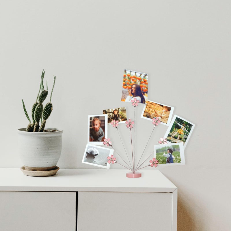 TFu 8-Branch Family Tree Picture Frame Holder, Card Photo Clips Holder Desk Stand for Memo Paper Note Photo Christmas Wedding Card Display (Cherry Blossoms) - Image 2